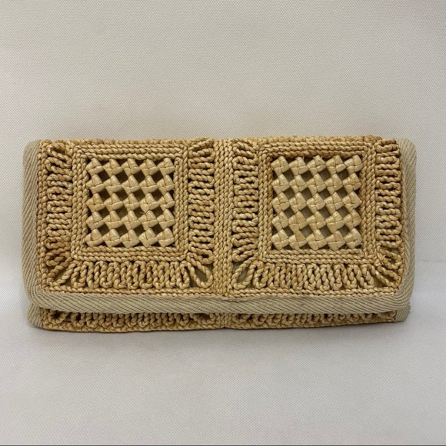 Vintage Raphia Straw Clutch Envelope Purse