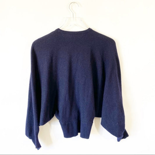 Vintage Wool Angora Navy Blue Cardigan sz Small