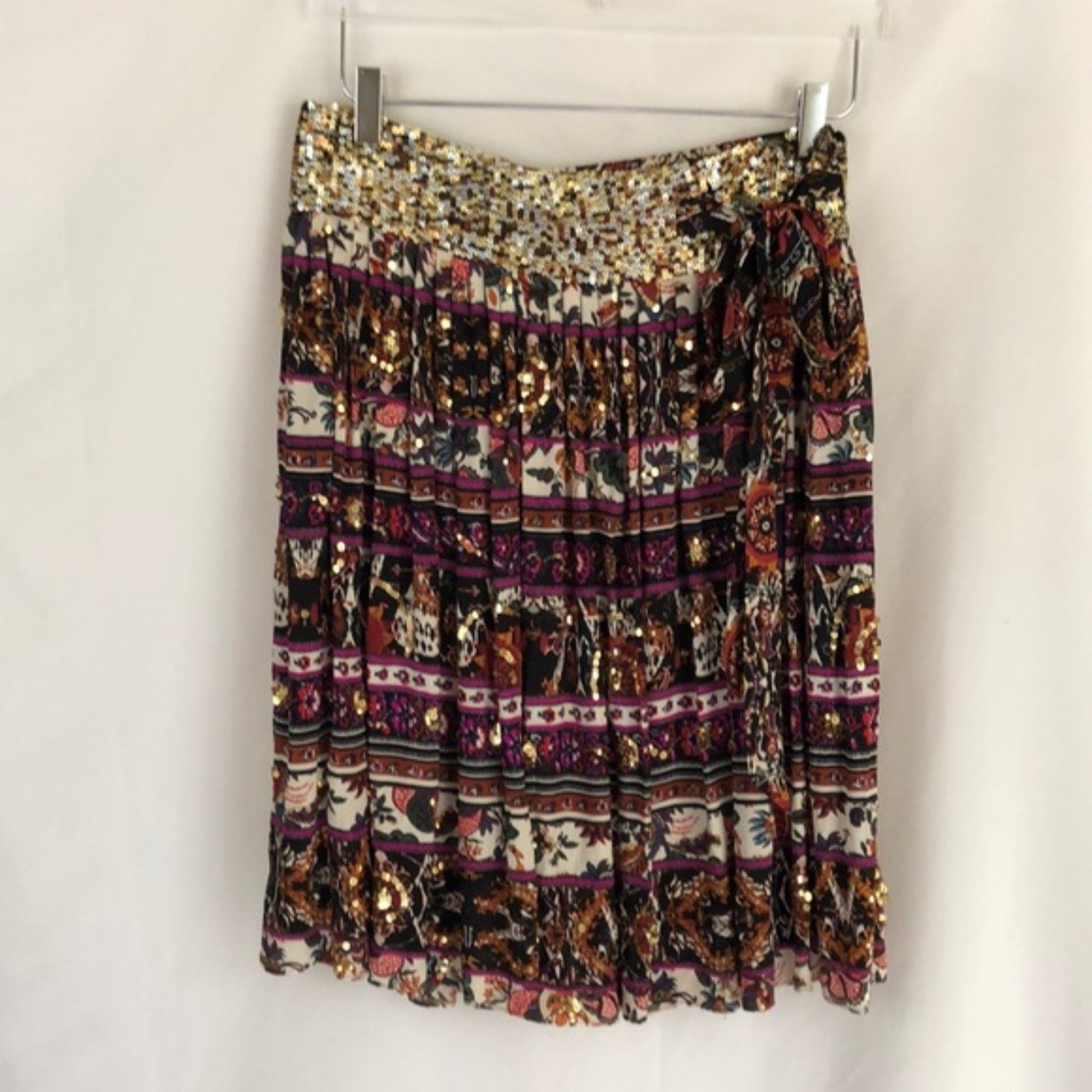 Vtg Diane Von Furstenberg Silk Pleated Wrap Skirt