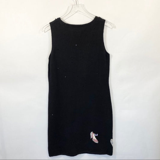 Vtg Michael Simon Little Black Sweater Dress sz PS