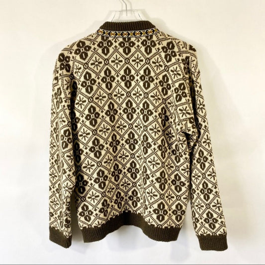 Vtg Gann Norwegian Wool Fair Isle Ski Sweater sz M