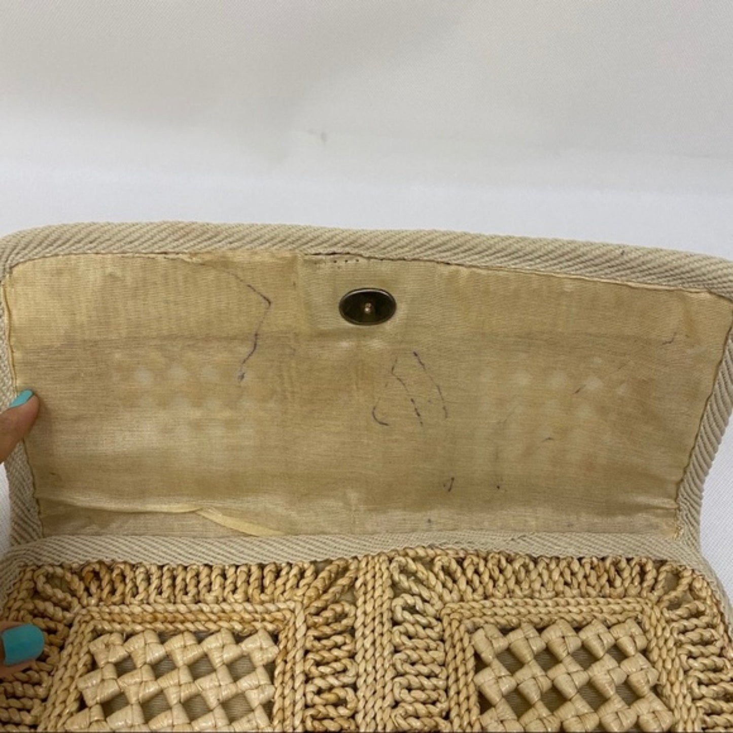 Vintage Raphia Straw Clutch Envelope Purse