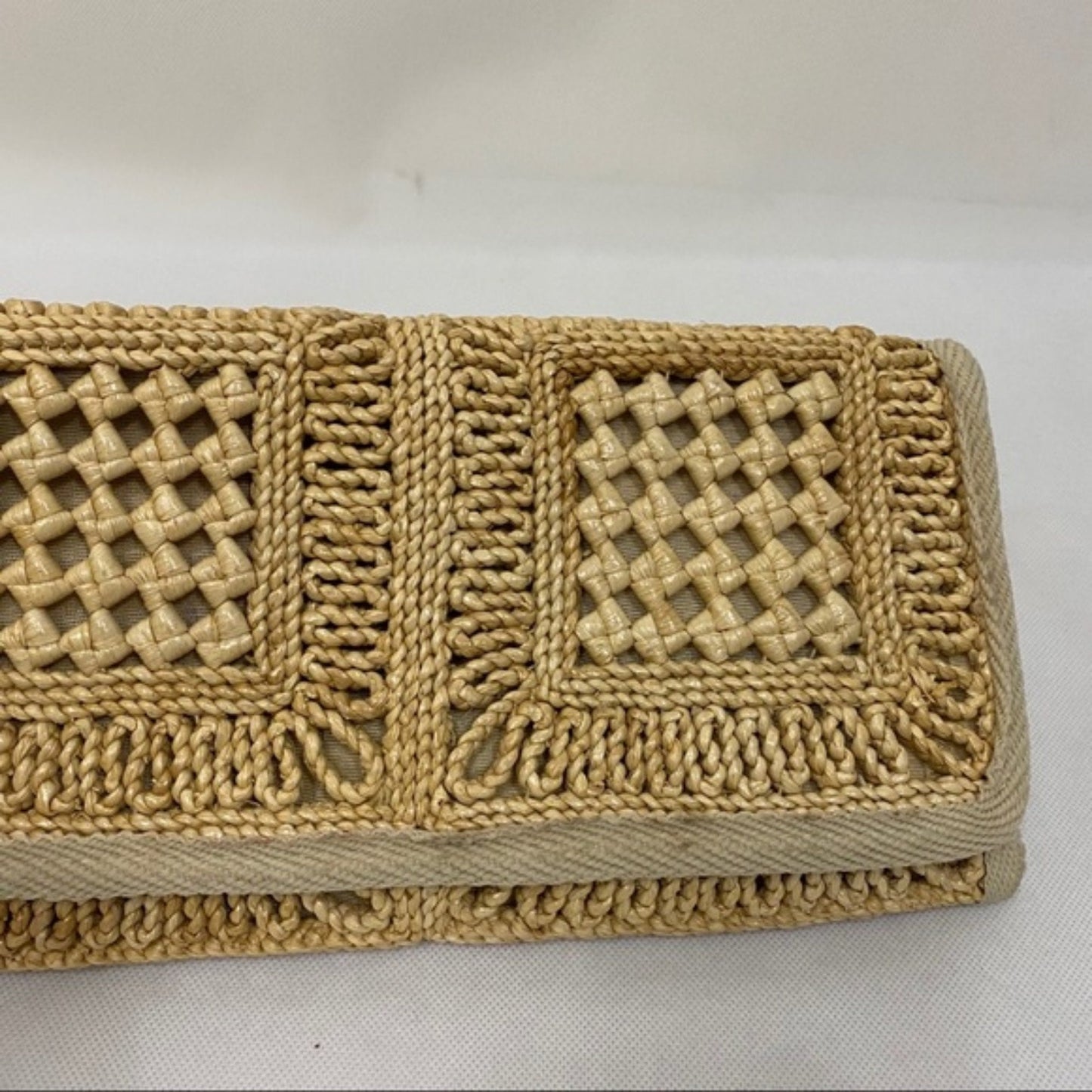 Vintage Raphia Straw Clutch Envelope Purse