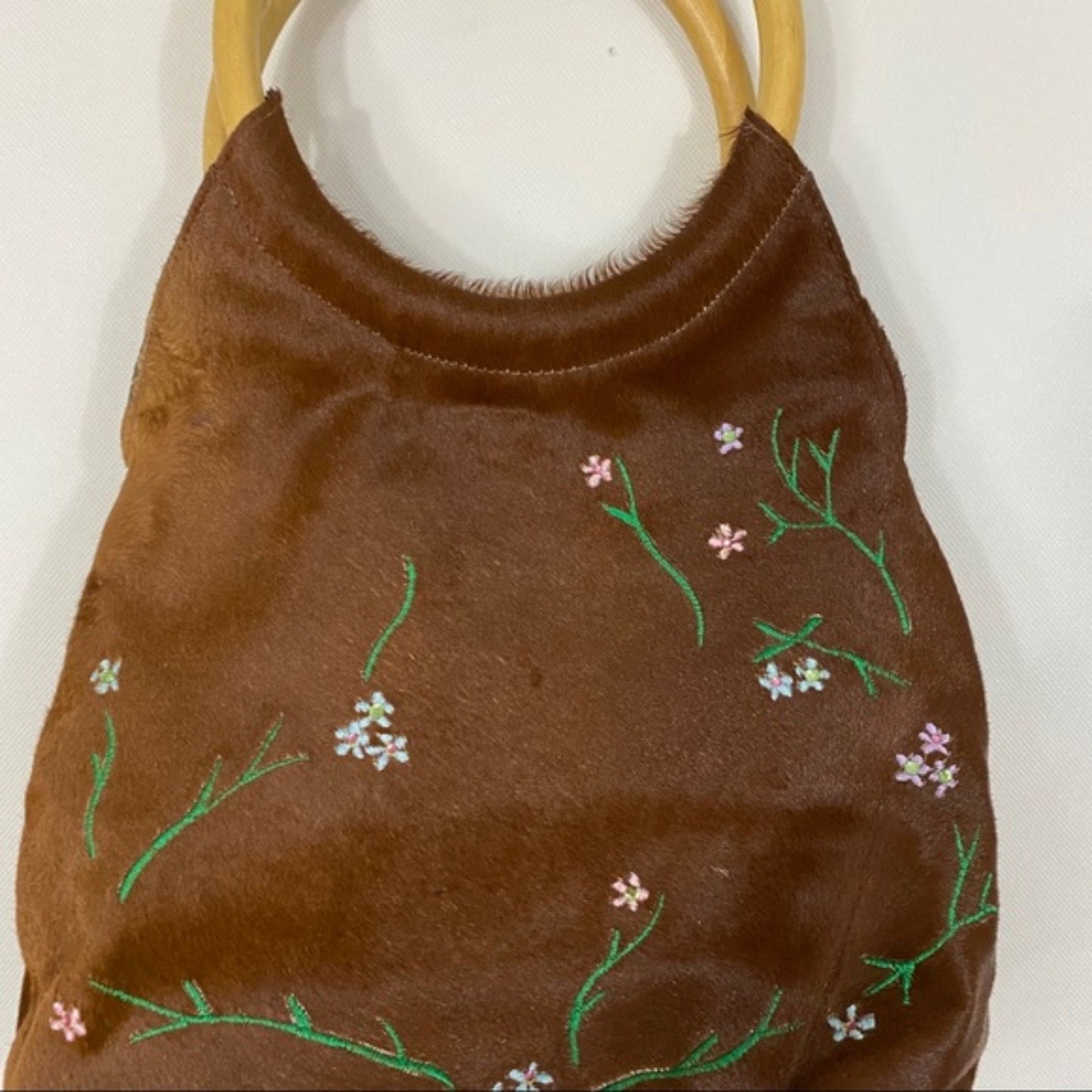 Vintage Serpui Marie Calf Hair Floral Bag