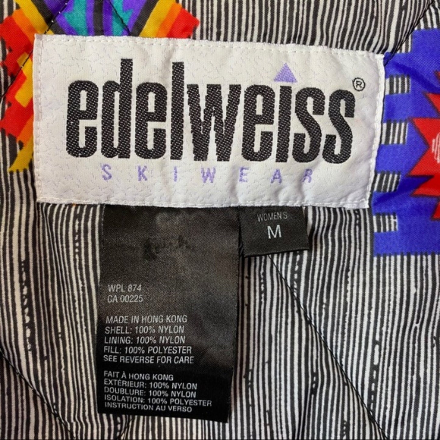 Vtg Edelweiss Black Ski Jacket Sz M