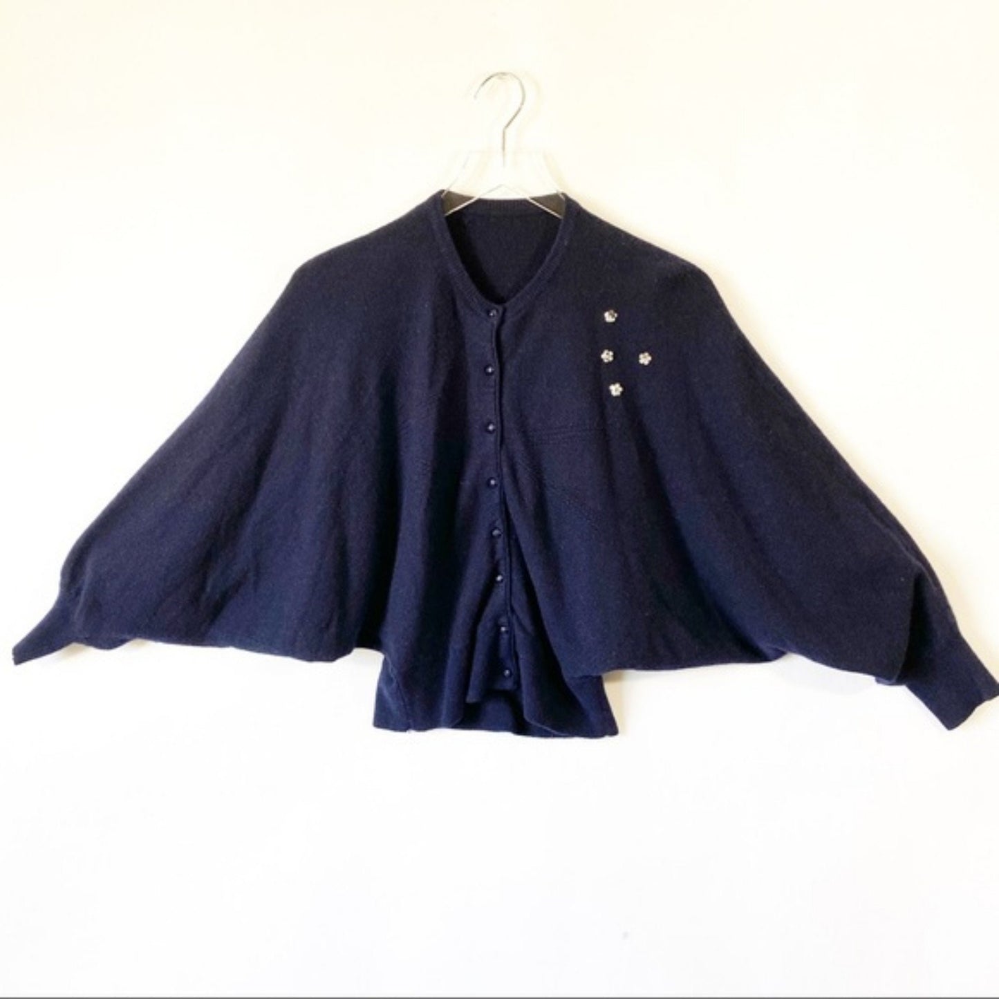 Vintage Wool Angora Navy Blue Cardigan sz Small