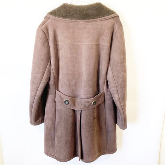 Vtg Sawyer of Napa Suede Shearling Coat sz 40