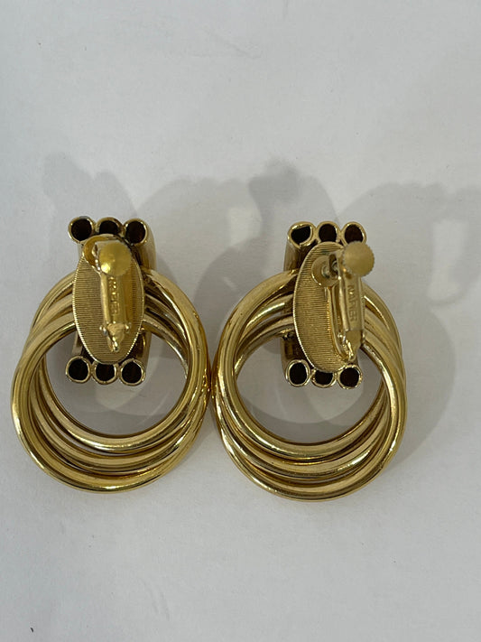 Vtg Napier Signed Gold Tone Screw Back Earrings