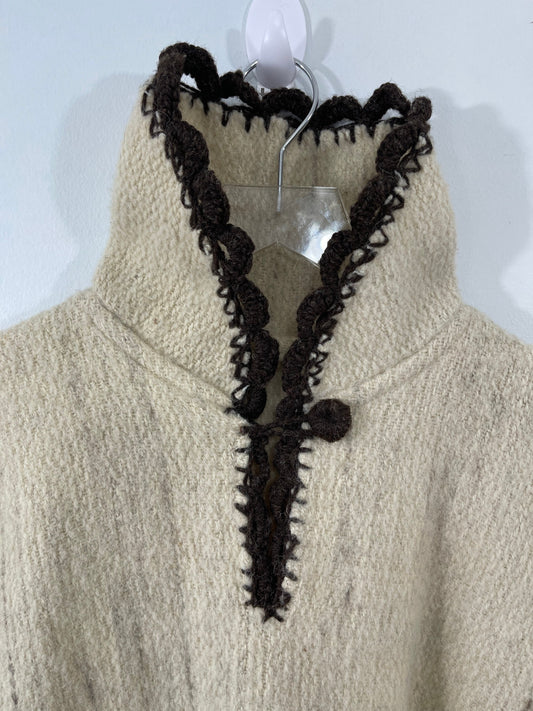 Custom Made Beige Brown Wool Poncho