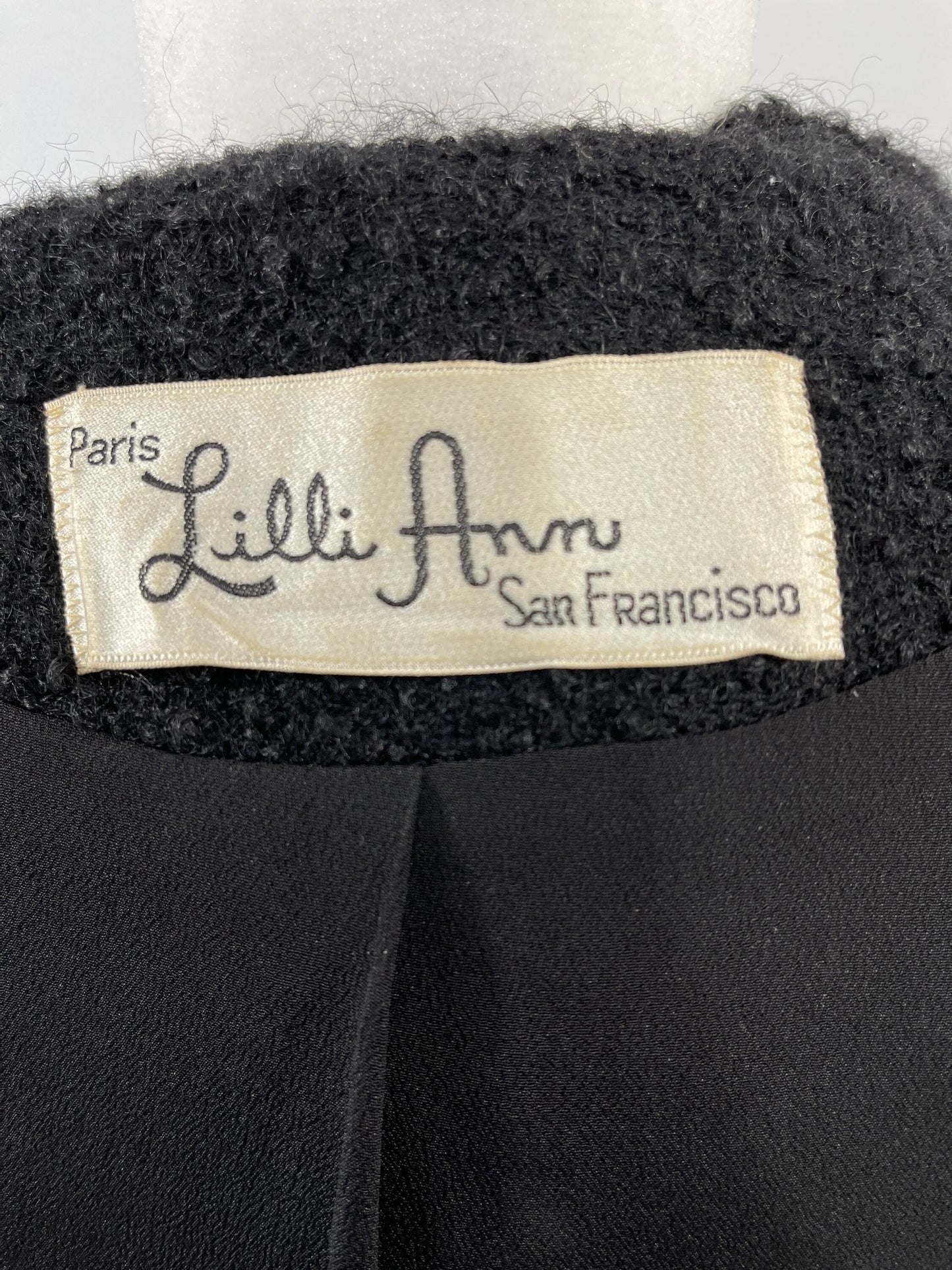 Lilli Ann Blonde Mink Collar Nubby Black Wool Jacket sz XS/S