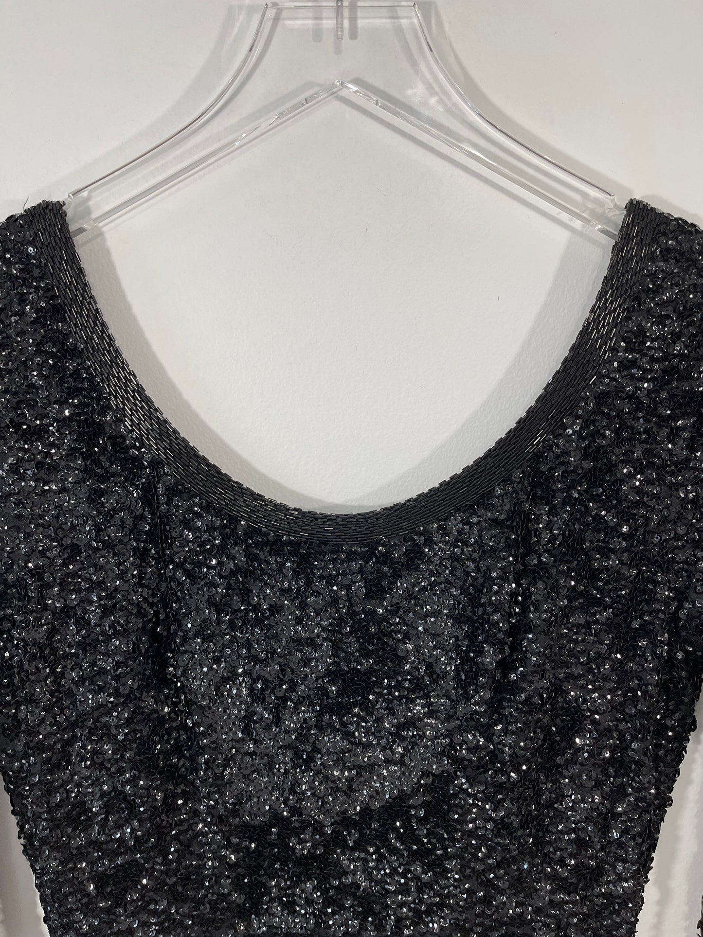 Black Sequined Cocktail Maxi Dress Sz Small