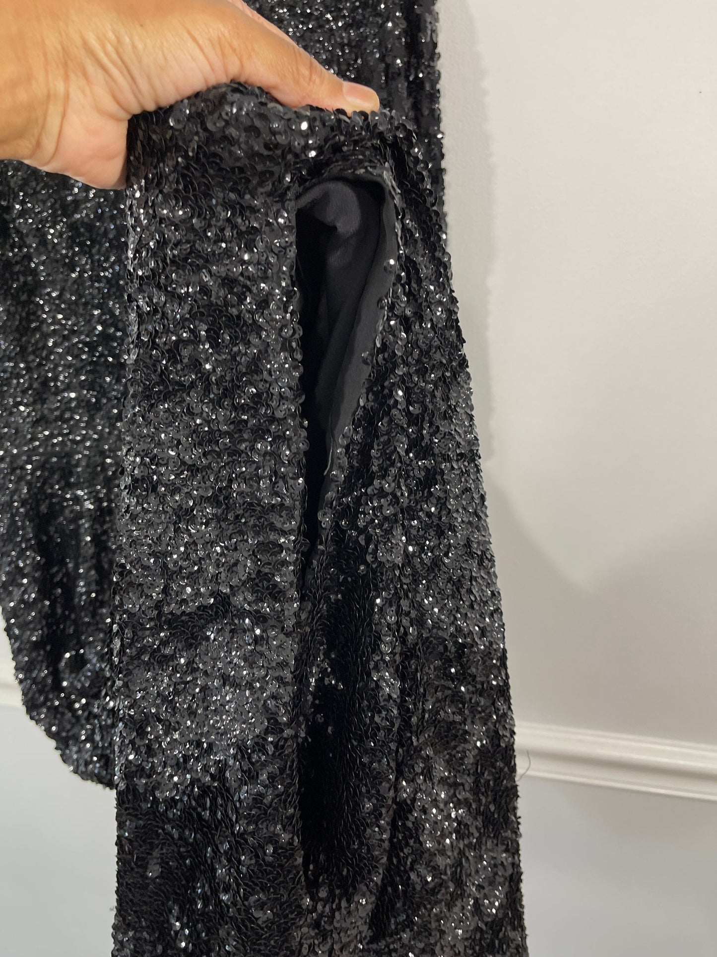 Black Sequined Cocktail Maxi Dress Sz Small