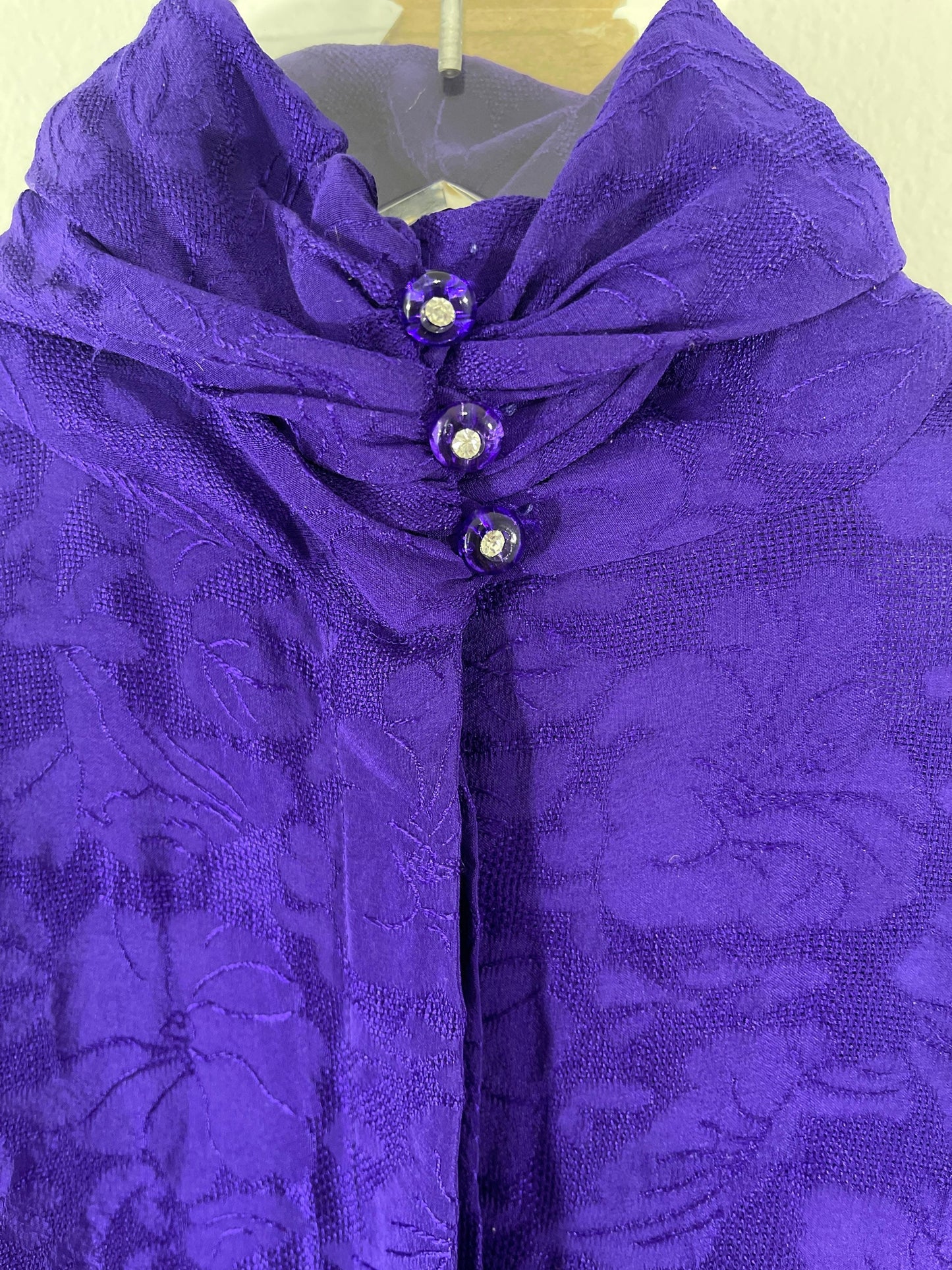 Vtg Lillie Rubin Purple Silk Long Sleeved Blouse Sz 4