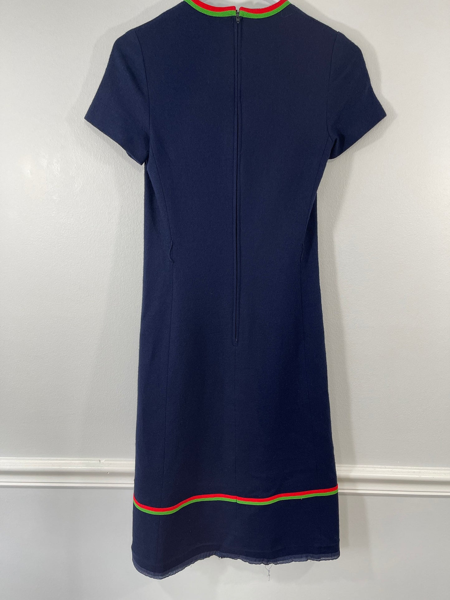 Vtg 60’s Jamison Blue Wool Sheath Dress sz XS