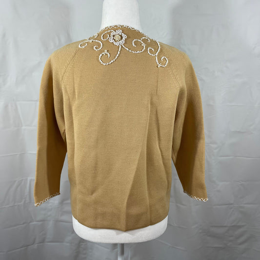 Vtg 60’s Alexander’s Wool Beaded Open Front Cardigan Sweater sz 14