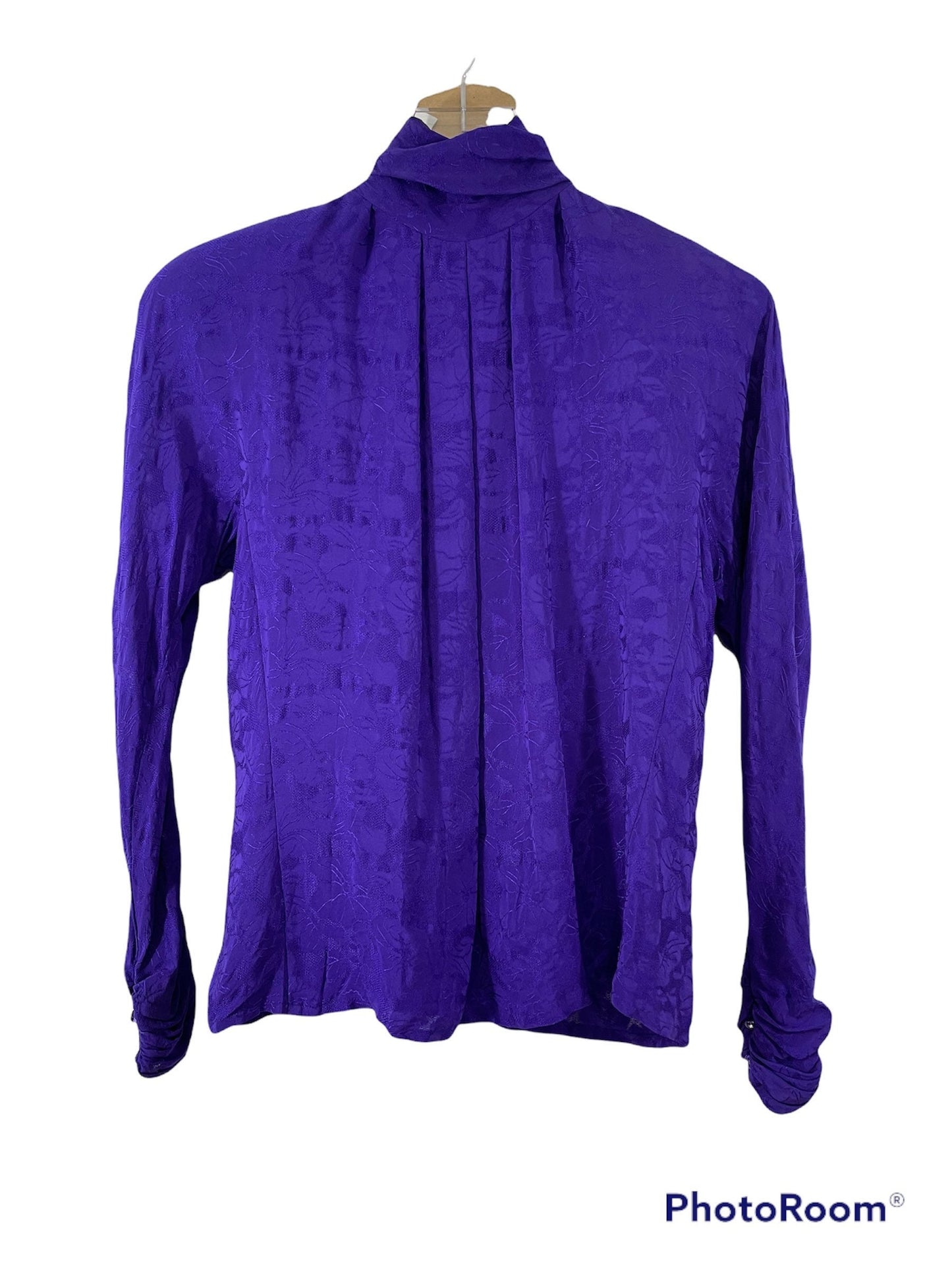 Vtg Lillie Rubin Purple Silk Long Sleeved Blouse Sz 4