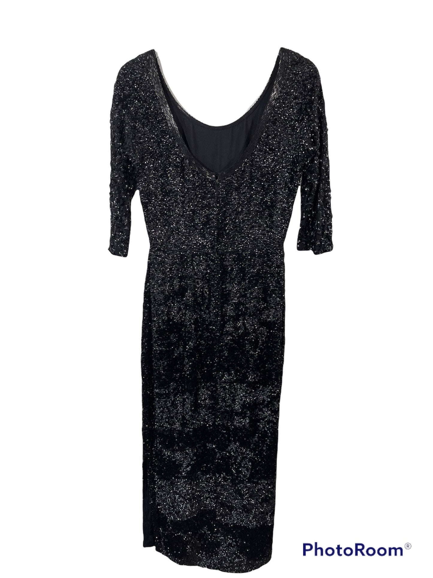 Black Sequined Cocktail Maxi Dress Sz Small