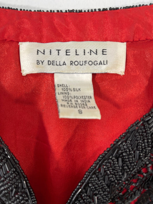 Niteline by della Roufogali Red & Black Silk beaded and sequined Jacket Sz L